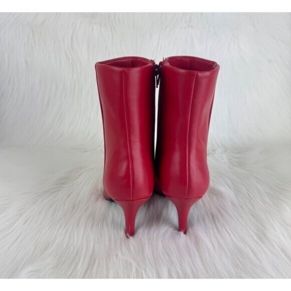 New Women's Qupid Portia Faux Leather Ankle Boots Bootie Shoes Red - Picture 9 of 13